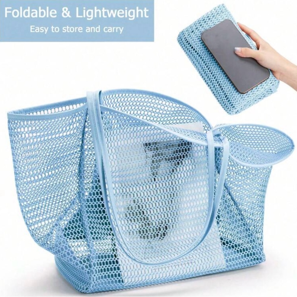Light Blue Mesh Tote Bag